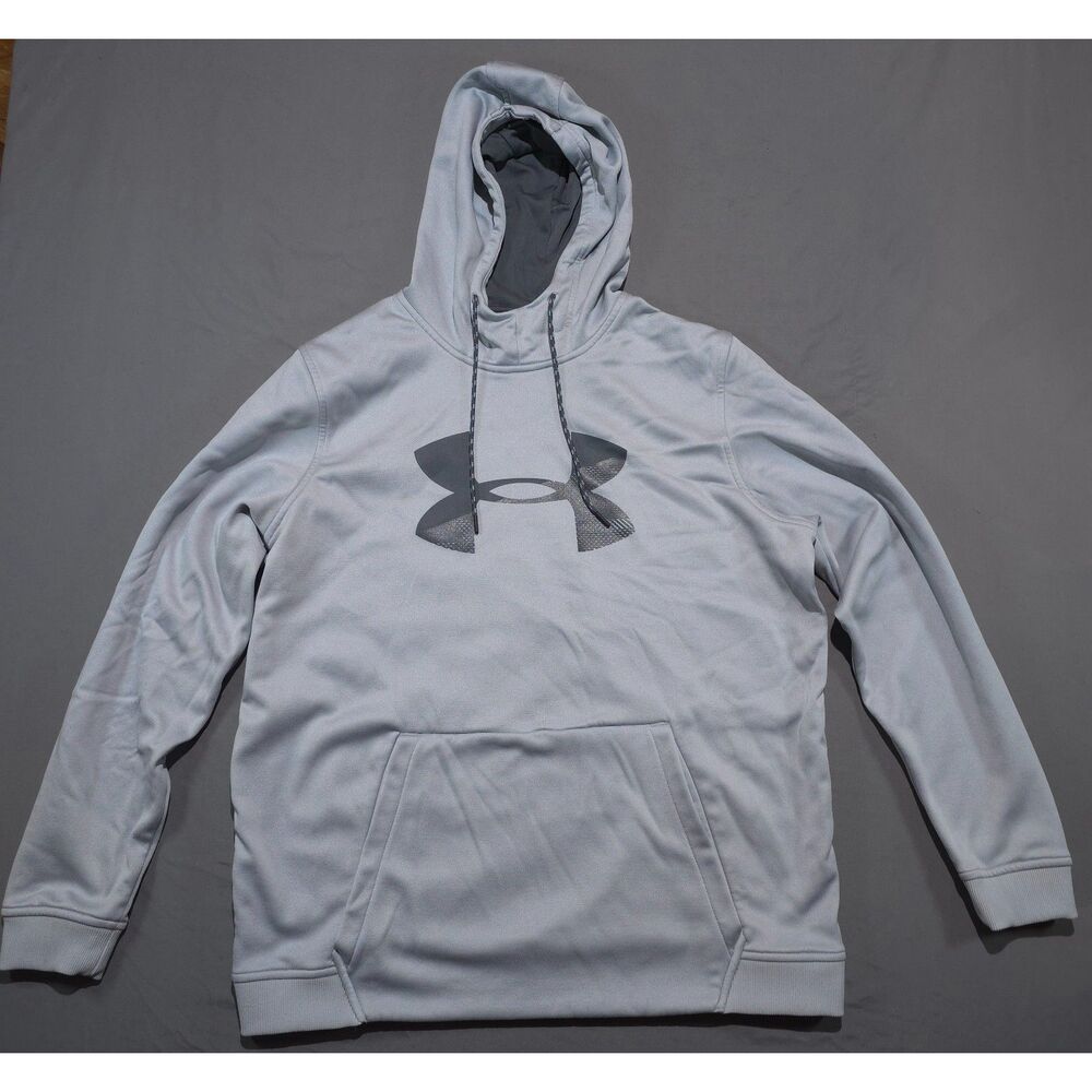 Under Armour Mens XL ColdGear Graphic Hoodie Pullover Sweatshirt Gray